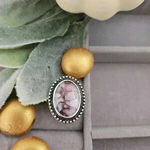 Silvery, retro brohemian oval, colorful ring size 8.